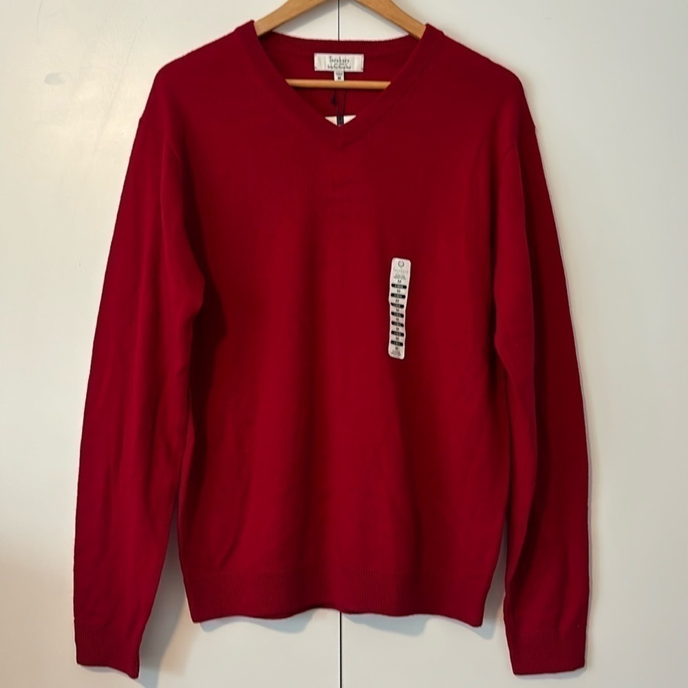 Turnbury Extra Fine Merino Wool V neck sweater size M NWT